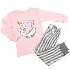 Maykids 女童款天鵝圖案長袖長褲套裝