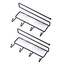 廚房4掛鉤多功能架, 黑色的, 2個