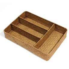 May Queen明日空間分離式收納籐製格子托盤, 自然色, 1個