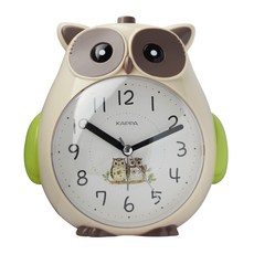 韓國 KAPPA 可愛貓頭鷹低噪音旋律桌上型鬧鐘, 象牙白