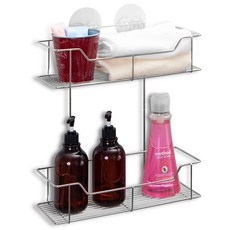 Dadaliving 2層吸盤式浴室置物架, 1個, 單色