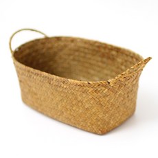 May Queen 圓形帶把手藤製水果籃 S 24 x 15 x 9 cm, 自然色, 1個