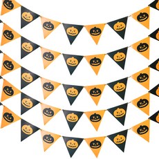 PARTYSHOW 萬聖節裝飾紙質三角旗 圖案南瓜 5入, 混色