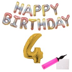 LivingDA 粉彩彩虹生日氣球組, 金色4, 1套