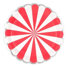 派對盤 23cm 條紋紅色, 10片, 3個