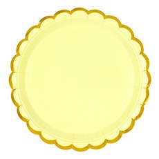 派對方金線一次性派對盤 23cm 黃色, 10片, 3個