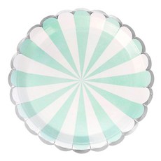 Party Pang 條紋一次性派對盤 薄荷綠 23cm, 30入, 1個