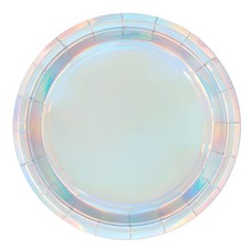 派對方金屬一次性派對盤 23 厘米全息銀, 10片, 3個