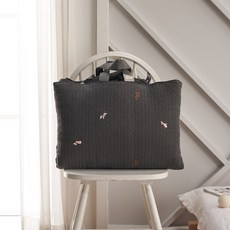 水洗棉質午睡墊被組, 炭灰色(小狗款)