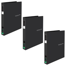 ECO Chungwoon 不透明彩色標籤D型環3孔A4活頁夾, 黑色, 3個