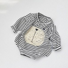 小熊條紋長袖包屁衣