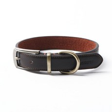 Moz Pet 狗狗實心手工全皮項圈, 深棕色