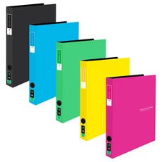 ECO Chungwoon 不透明彩色標籤D型環活頁夾 3孔 A4 x 5款套組, 混合色, 1套