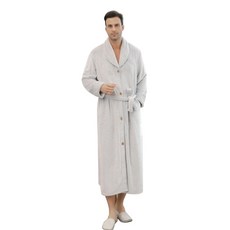 THE ZAKKA 柔軟鈕扣式浴袍 男士用 2XL, 淺灰色, 1個