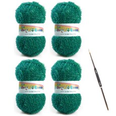 絲光纖維織線80g 4捆+鉤針組, 1套, 14黑暗的Quaze