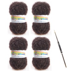 絲光纖維織線80g 4捆+鉤針組, 1套, 32 栗色