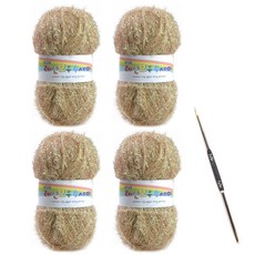 絲光纖維織線80g 4捆+鉤針組, 1套, 29伯萊塢