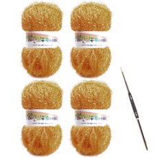 絲光纖維織線80g 4捆+鉤針組, 1套, 黃金路 15 號