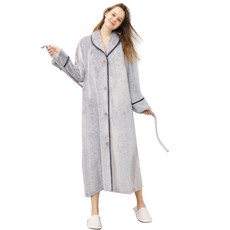 더자카 소프트 단추형 샤워가운 여성용 3XL, 그레이, 1개