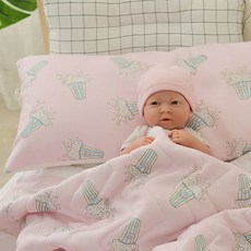 유아 팝콘 인견 여름 베개커버, 핑크