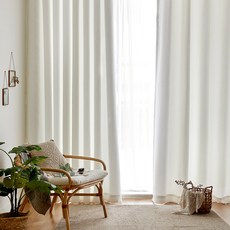 Deco One 素色穿孔式遮光大型窗簾, 白色