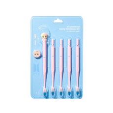 BTS角色造型牙刷+補充裝 4入+磁吸牙刷架組 V款, 5支, 1組
