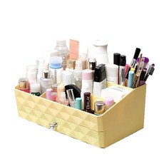 아리코 다이아몬드 패턴 화장품보관함, 1개, 옐로우