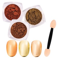 Nail is All About Materials Black Label 金色鏡面粉3種 + 刷具3p組, 古銅金, 金色, 橘金色, 1個