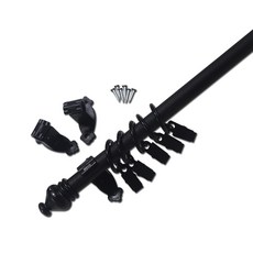 SUNDECO 窗簾桿 15mm+窗簾環夾 67mm, 黑色的