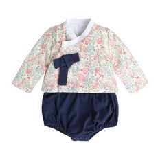 BEBENIZ 韓服造型碎花長袖包屁衣