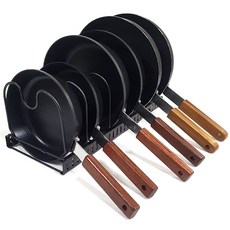 6隔層可調整平底鍋收納架, 棕色