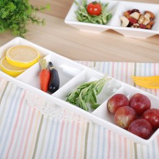 wishhouse 陶瓷禪風4格分隔盤, 白色, 2個