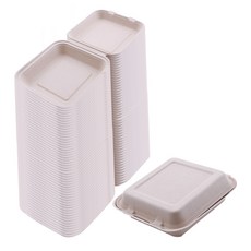 紙漿紙質一鍵式方形便當盒 大型 b026, 50個, 1個