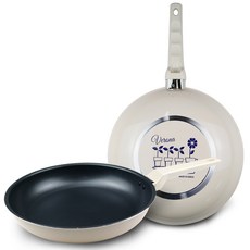 CooK&CooK Verona系列單柄抗菌塗層平底鍋2件組, 乳白色, 平底鍋 28cm+深炒鍋 28cm, 1組