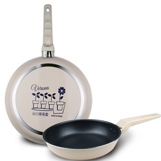 CooK&CooK Verona系列單柄抗菌塗層平底鍋2件組, 乳白色, 平底鍋 20cm+平底鍋 28cm, 1組