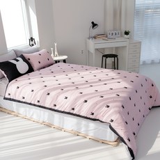 myhouSE 孩童兔子印花被套+枕芯+枕套+床墊, 黑色 粉色