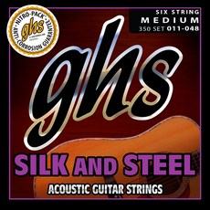 ghs STRINGS 350/1148 絲與鋼中等民謠吉他弦, 單一商品, 混合色