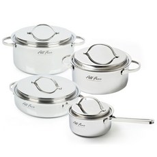 HANIL STAINLESS STEEL All Five電磁爐適用5層304不鏽鋼鍋具組 4件組, 單一顏色, 單鍋16cm+正鍋20cm+24cm+火鍋24cm