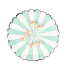 派對餐具10件組 條紋薄荷綠, 10個, 1個