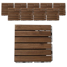 acacia home 原木組裝地板 6槽, 10個, 胡桃木色