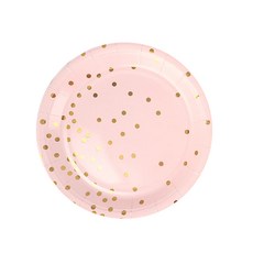 派對用波點盤 粉紅色, 10片, 1個