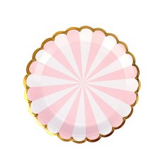 條紋派對盤 粉紅色 18cm, 10入, 1個