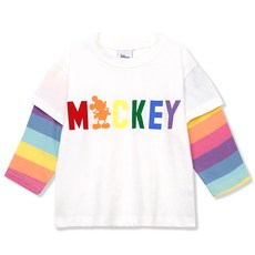 Little rabbit 孩童春秋款米奇印字假2件式T恤