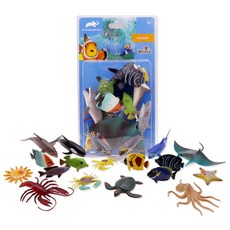 動物星球海洋動物吸塑公仔模型套裝 19 件, 1套