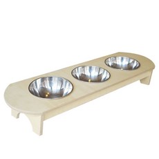 Tecobo寵物原木餐具 3格, 1個, 實木色