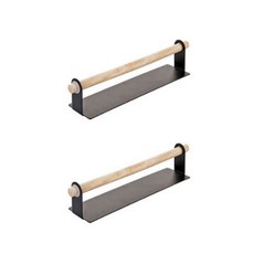廚房木質多功能毛巾架, 黑色的, 2個
