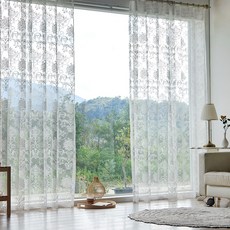 LaMonte 花朵蕾絲窗簾, 奶油白