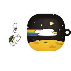 ogu Family Galaxy Buds2 Pro/Buds2/Buds Pro/Buds Live Enjoy 硬殼保護套 + 鑰匙圈, 單一商品, 彩虹火箭