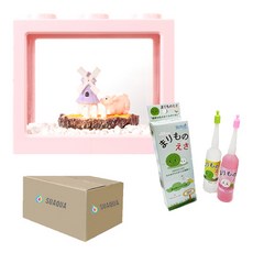 SUAQUA Marimo Baby Pig Pink Block 魚缸套組+Marimo 飼料 36ml x 2p, 混色