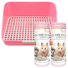 Rora Pet 方形塑膠小動物馬桶隨機出貨+馬桶絲豆腐沙檸檬味400g x 2p套組, 1套